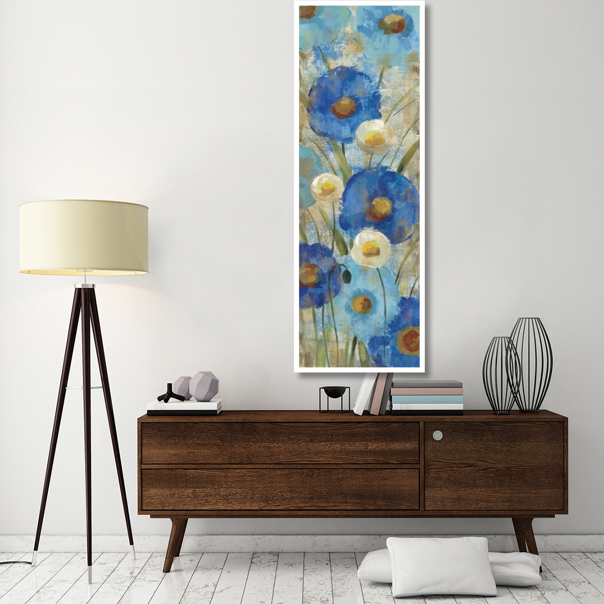 Sunkissed Blue and White Flowers II -Paper Art-26&quotx74"