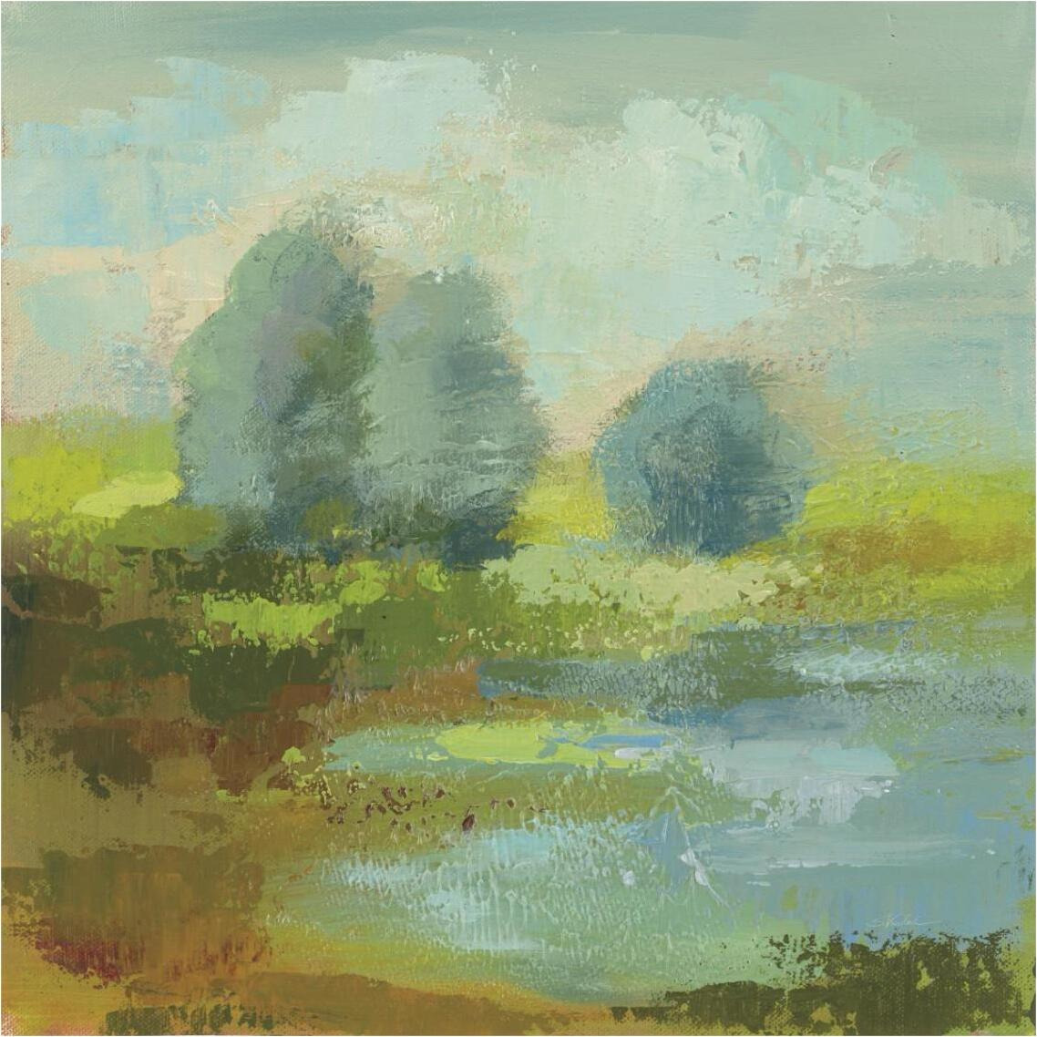 Windsor Blue Field I -Paper Art-38&quotx38"