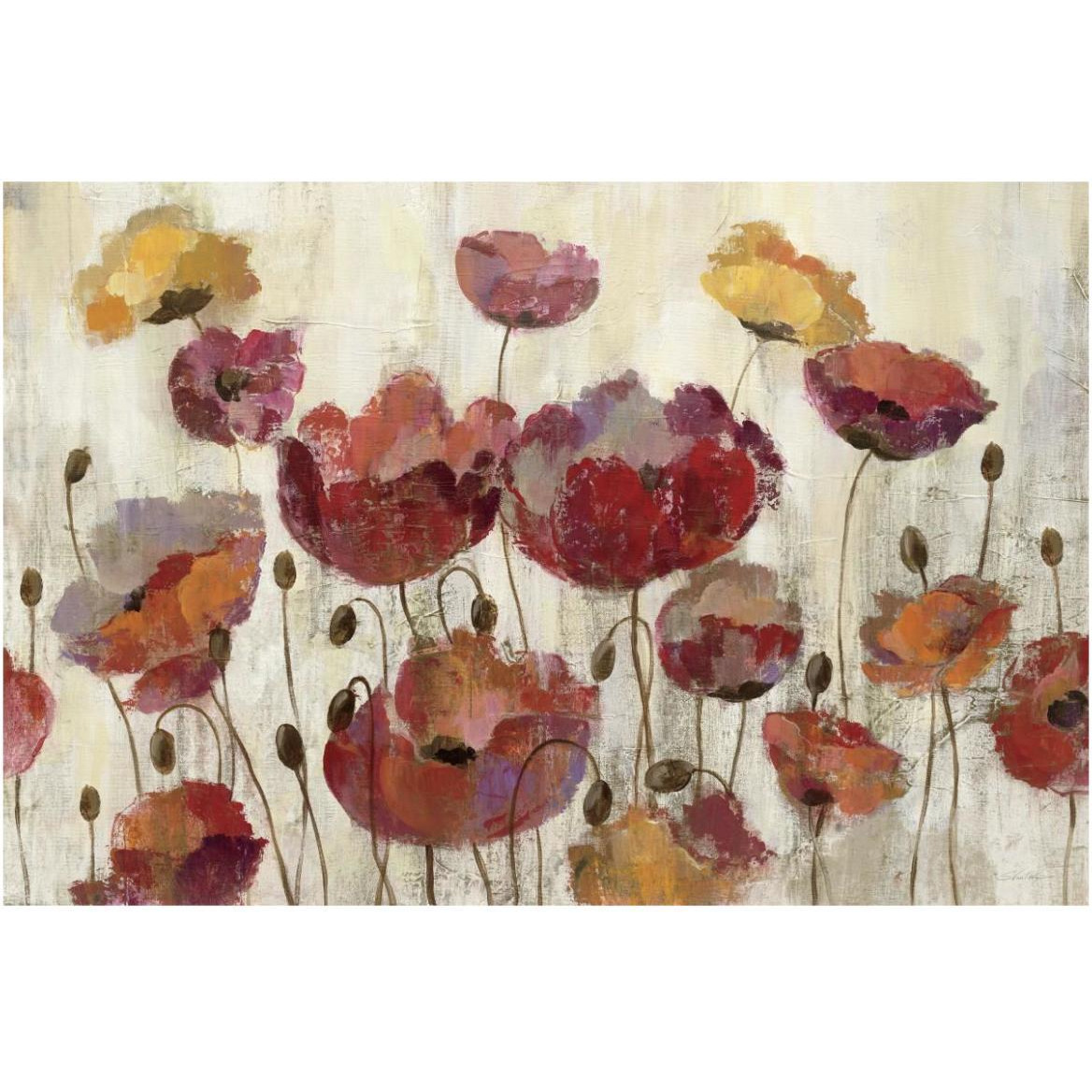 Poppies in the Rain -Paper Art-62&quotx42"