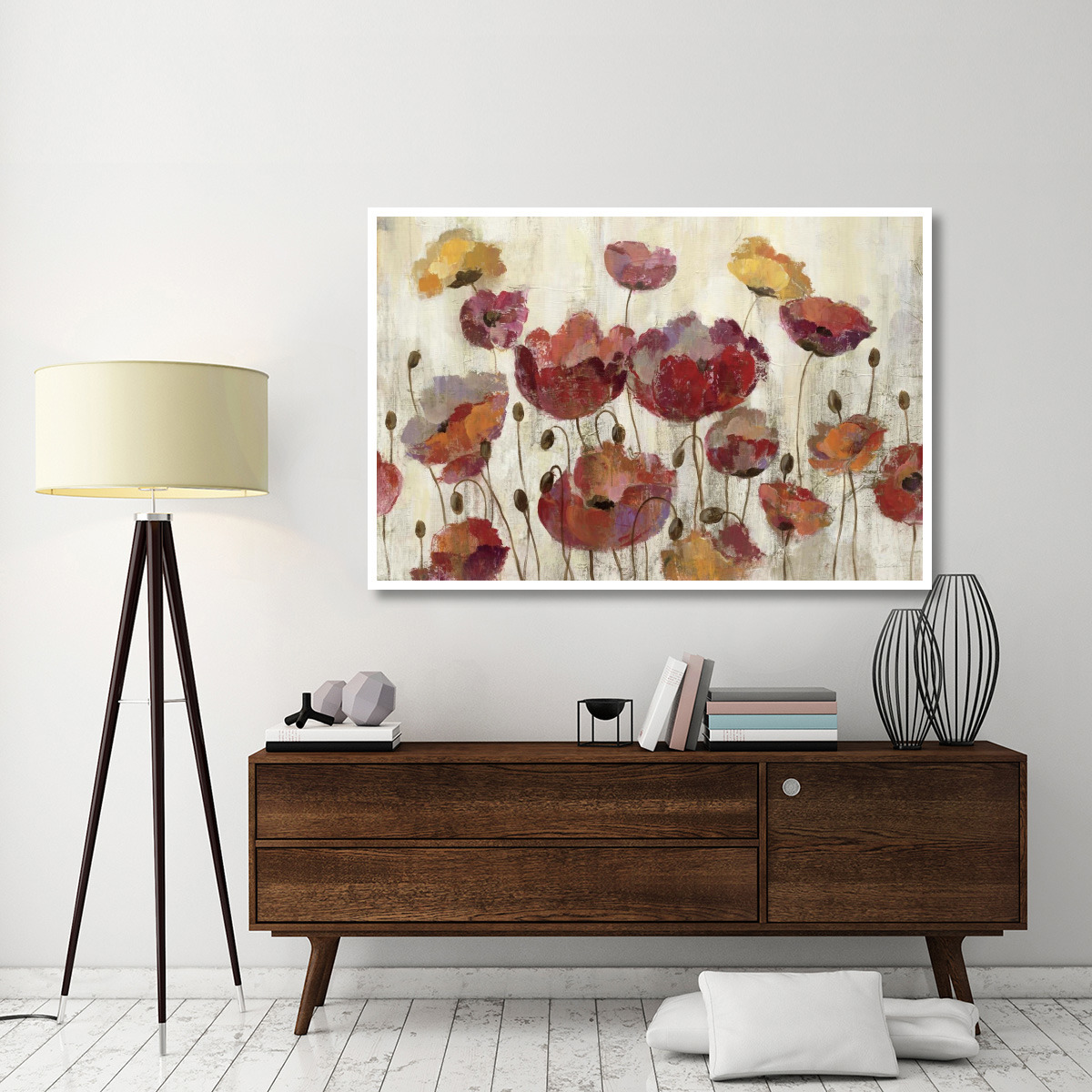 Poppies in the Rain -Paper Art-62&quotx42"