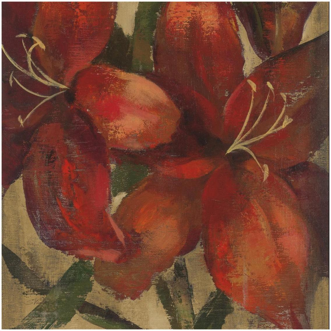 Vivid Red Lily on Gold Crop -Paper Art-32&quotx32"