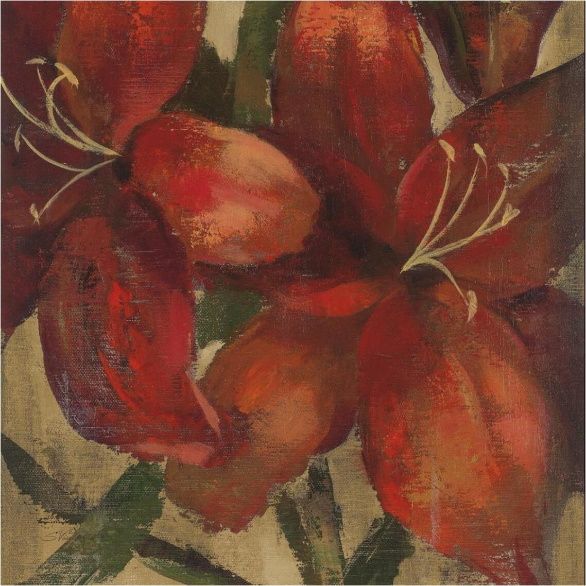 Vivid Red Lily on Gold Crop -Paper Art-38&quotx38"