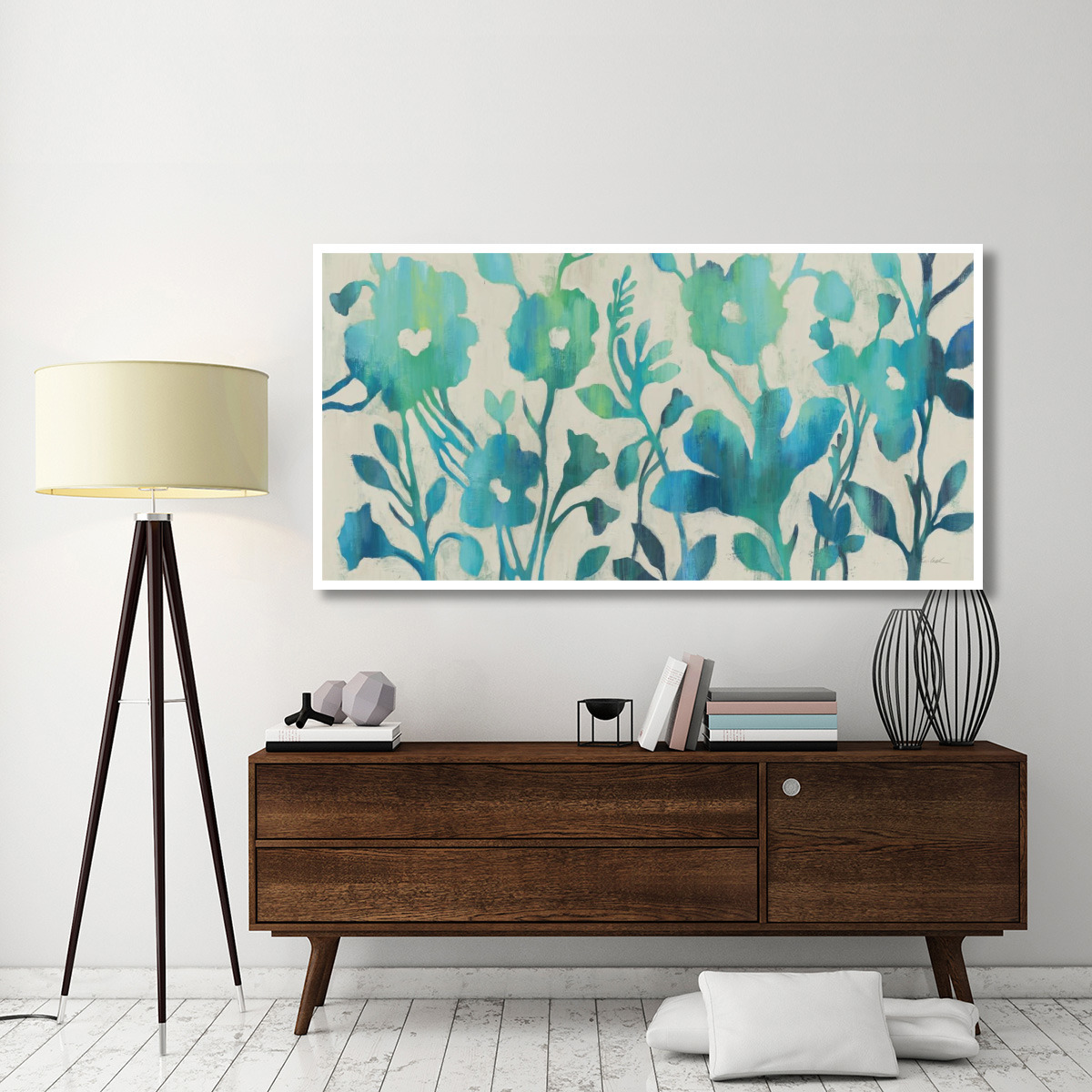 Teal Trio I -Paper Art-74&quotx38"