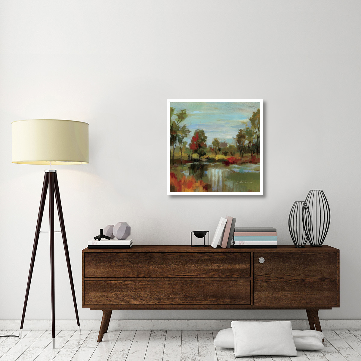 Hidden Pond Hues I -Paper Art-32&quotx32"