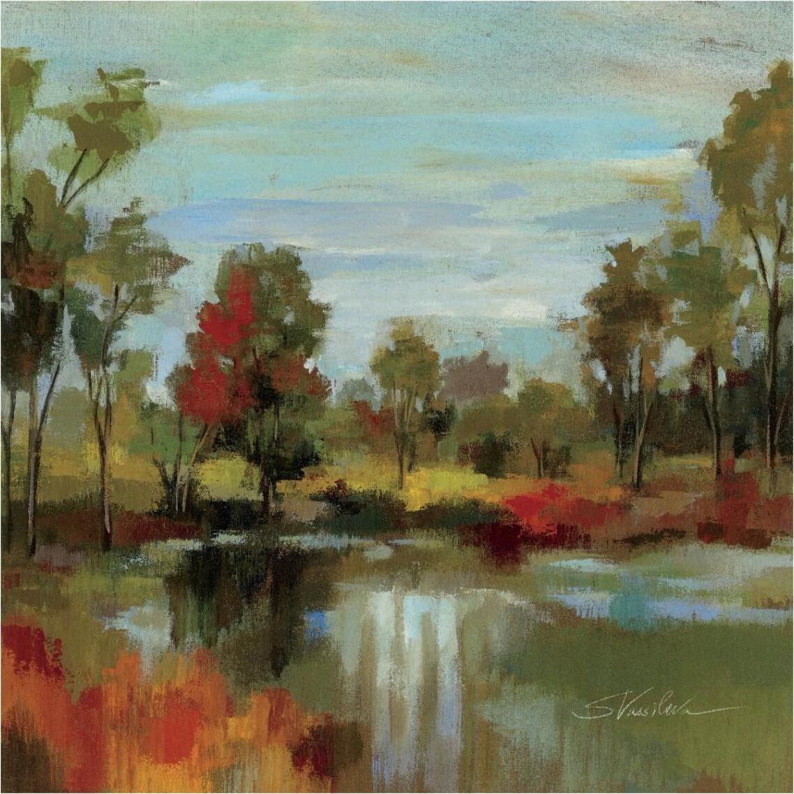 Hidden Pond Hues I -Paper Art-38&quotx38"