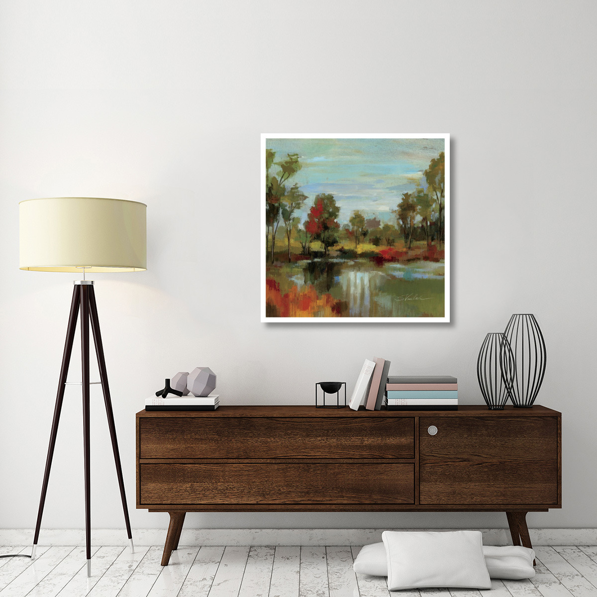 Hidden Pond Hues I -Paper Art-38&quotx38"