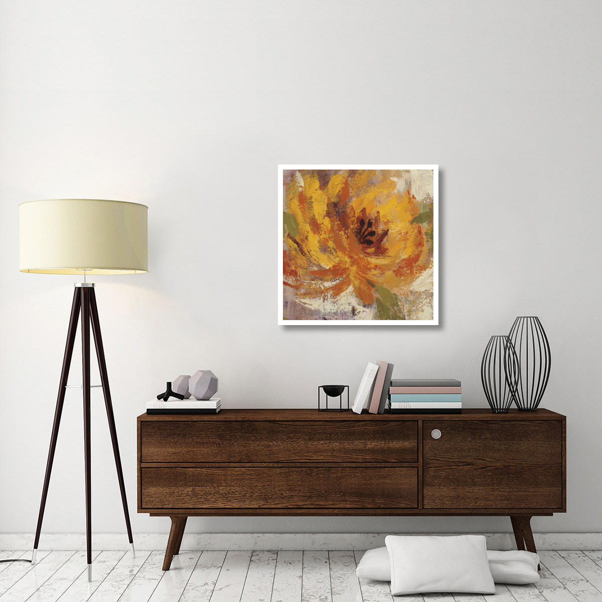 Fiery Dahlias I -Paper Art-32&quotx32"