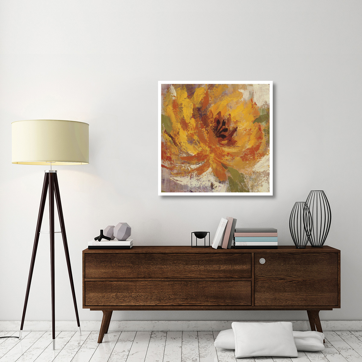 Fiery Dahlias I -Paper Art-38&quotx38"