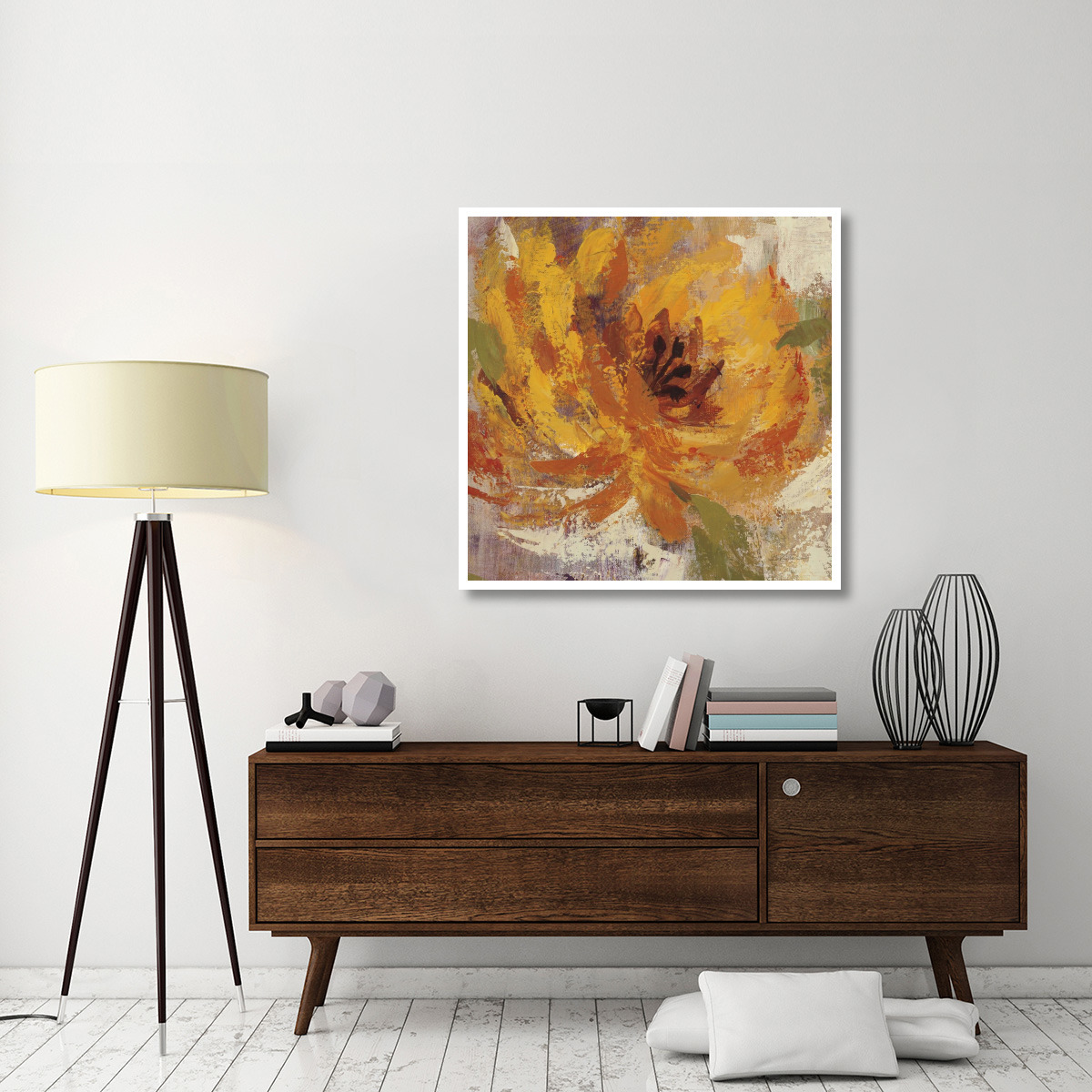 Fiery Dahlias I -Paper Art-42&quotx42"
