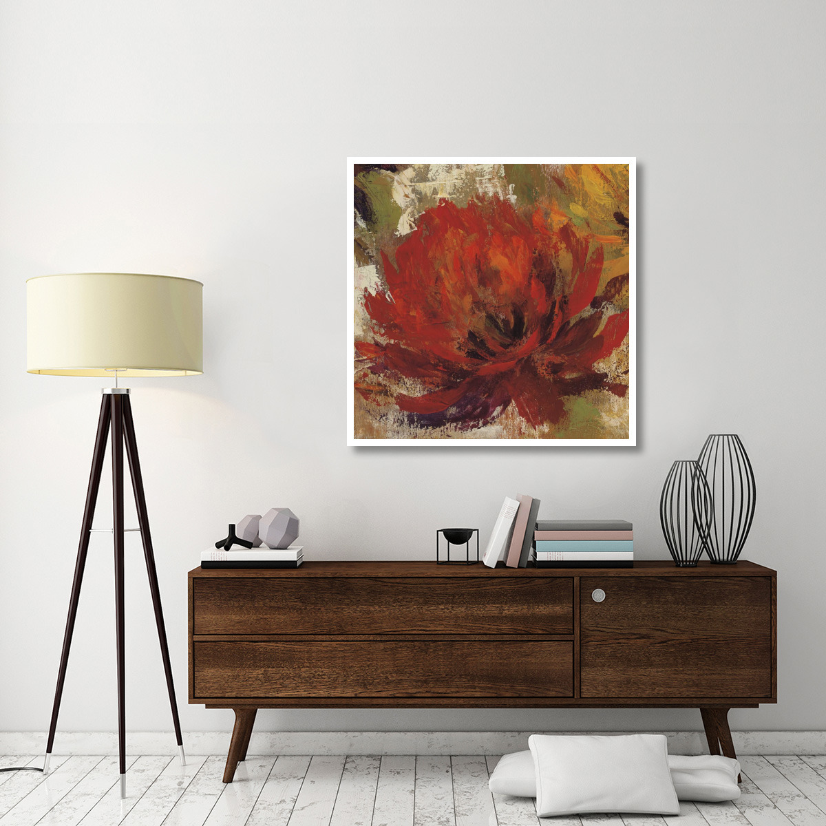 Fiery Dahlias II Crop -Paper Art-42&quotx42"