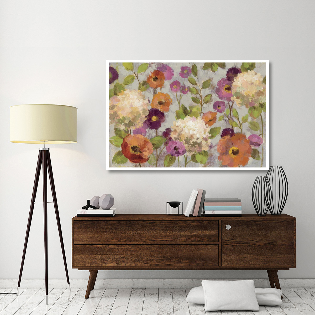 Hydrangeas and Anemones -Paper Art-62&quotx42"