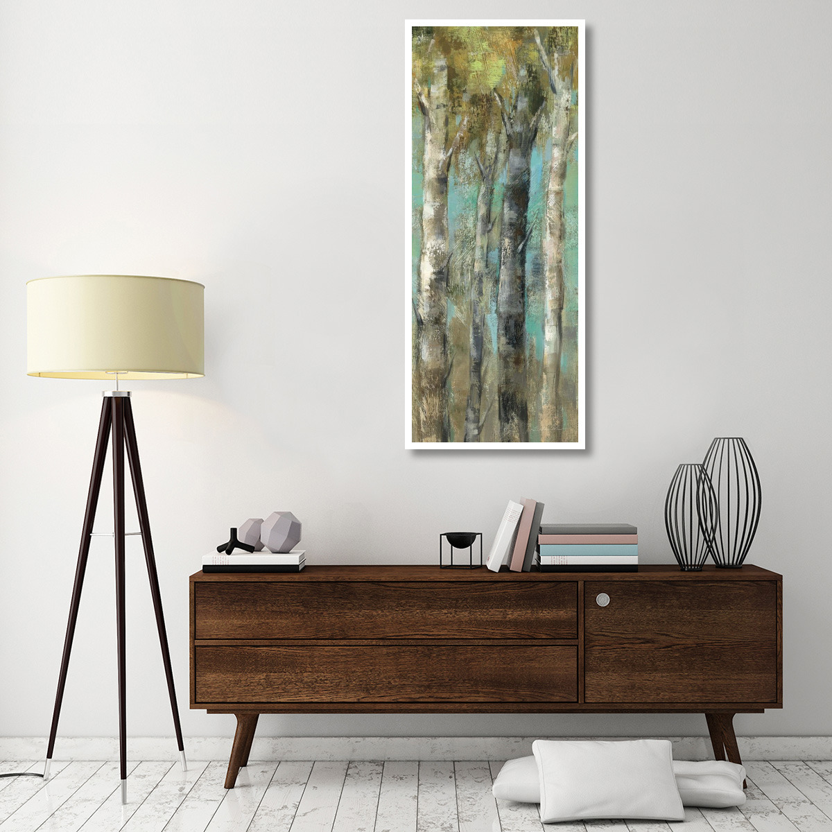 April Birch Forest Panel -Paper Art-26&quotx62"