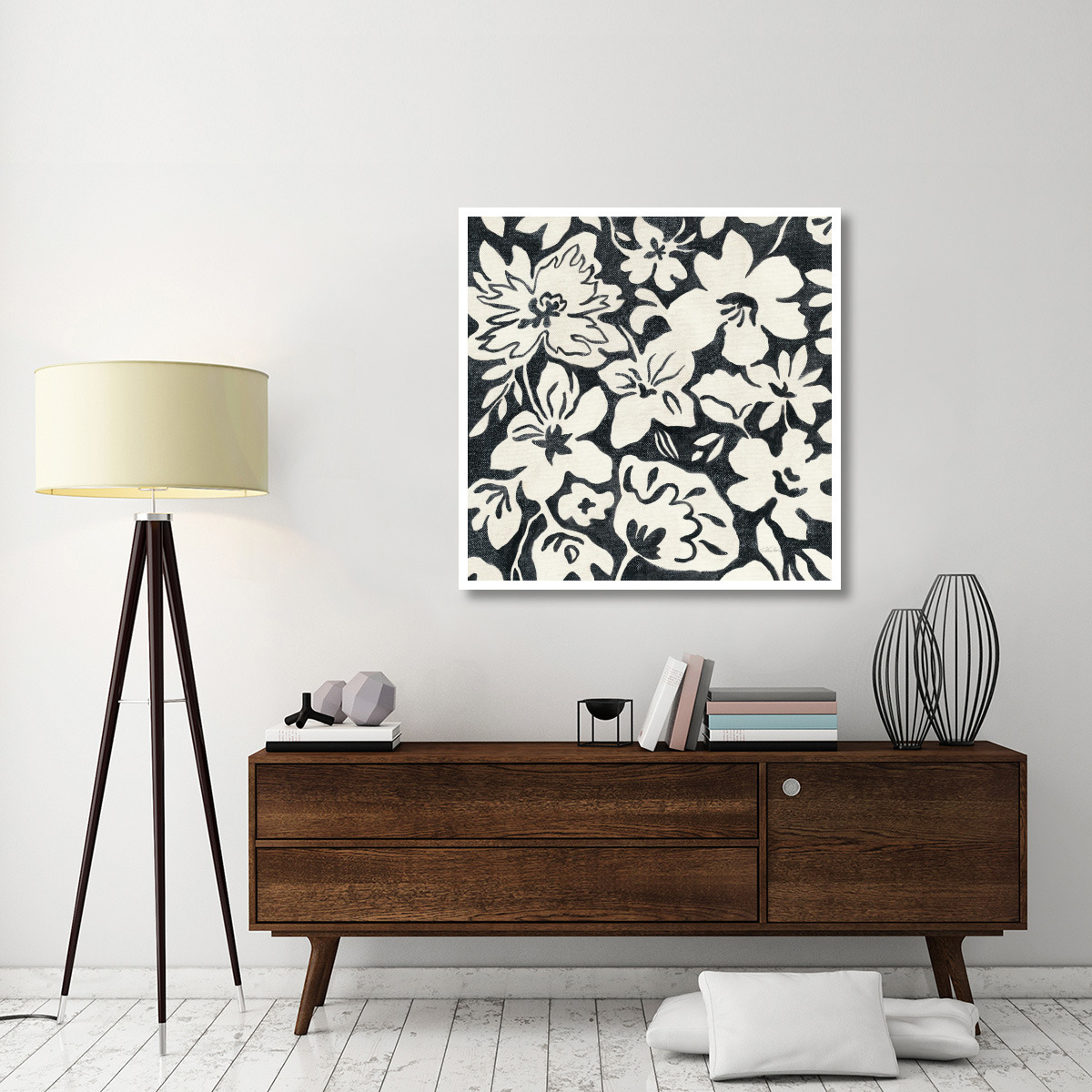 Chalkboard Floral II -Paper Art-42&quotx42"