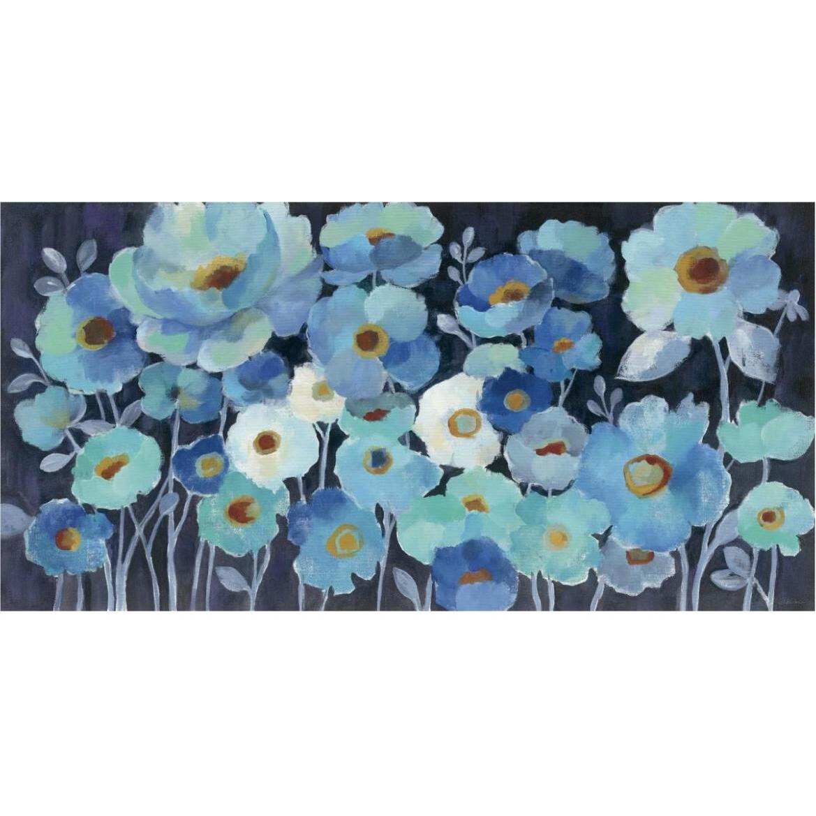 Indigo Flowers -Paper Art-74&quotx38"