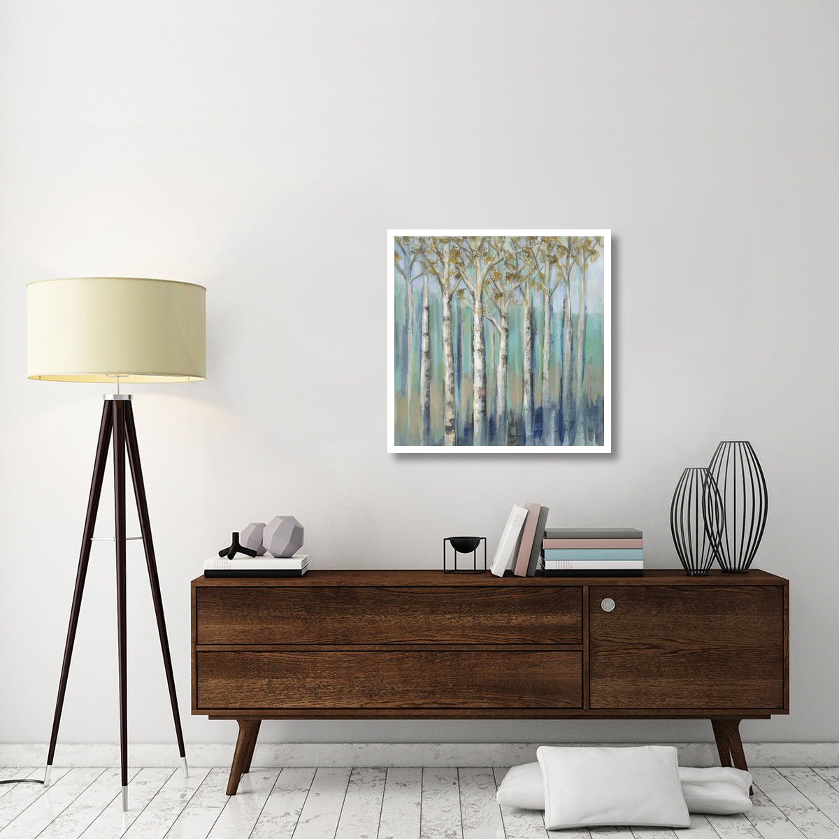 Birches at Dawn -Paper Art-32&quotx32"