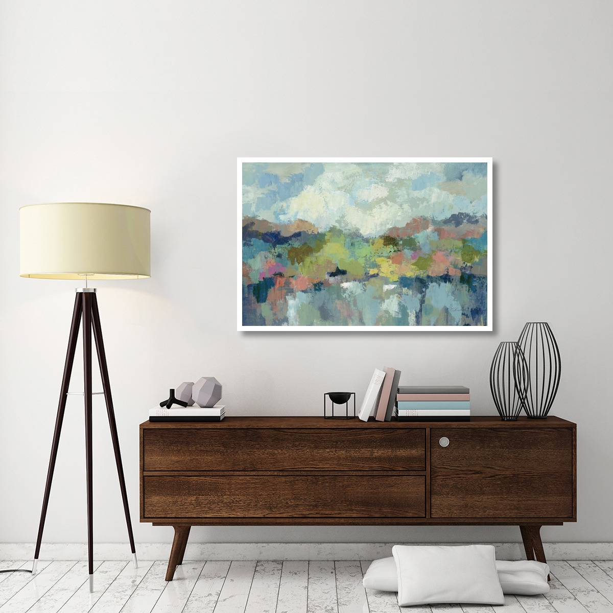 Abstract Lakeside -Paper Art-50&quotx34"