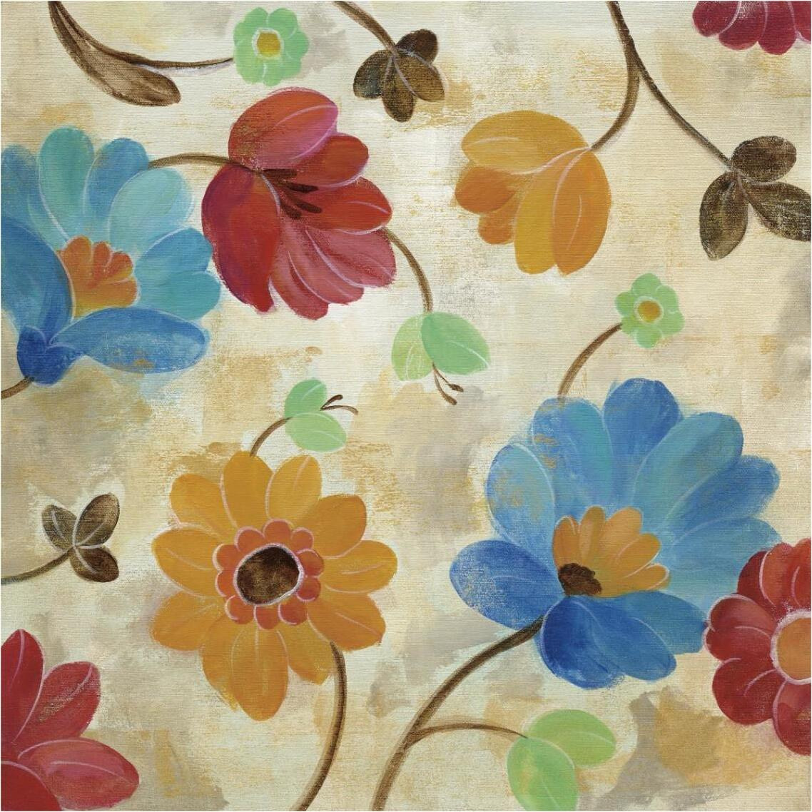 Coral and Teal Garden I -Paper Art-38&quotx38"