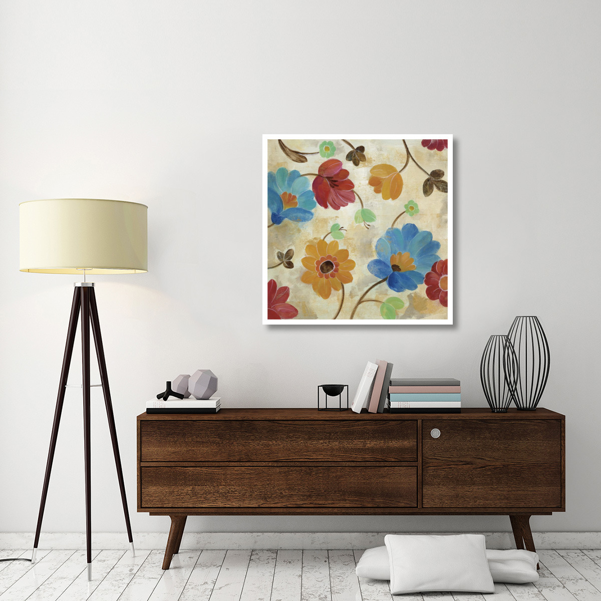 Coral and Teal Garden I -Paper Art-38&quotx38"