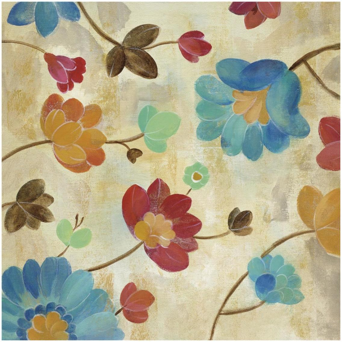 Coral and Teal Garden II -Paper Art-32&quotx32"