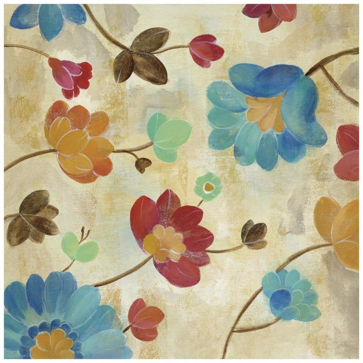 Coral and Teal Garden II -Paper Art-42&quotx42"