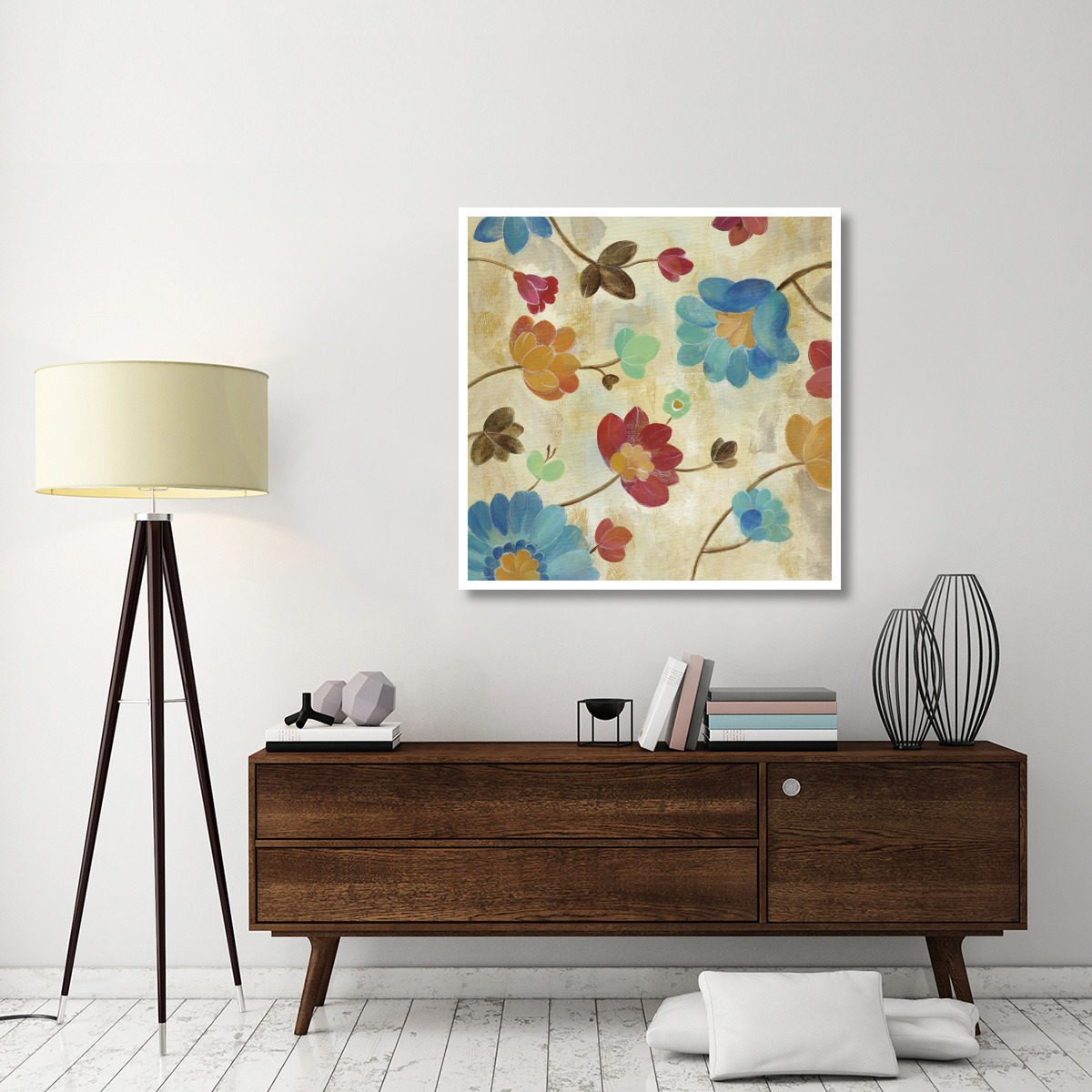 Coral and Teal Garden II -Paper Art-42&quotx42"