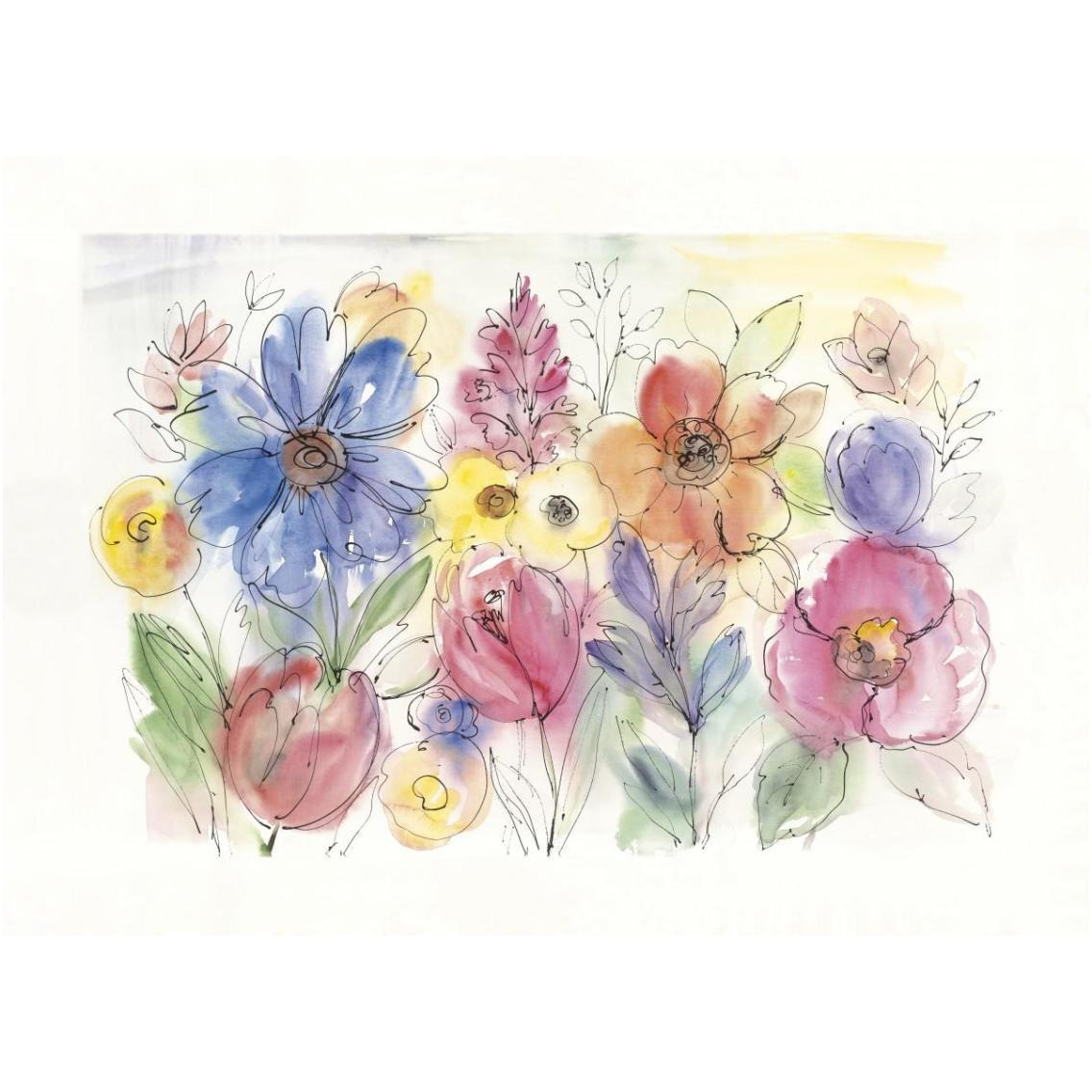 Bright Aquarelle Flowers -Paper Art-18&quotx14"