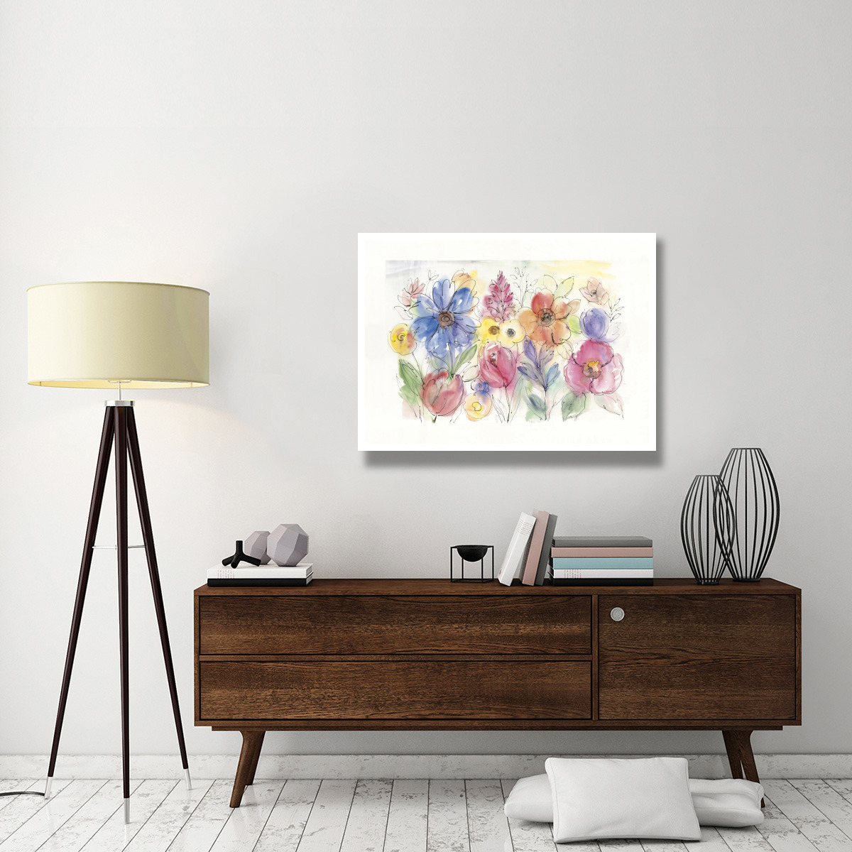 Bright Aquarelle Flowers -Paper Art-42&quotx32"