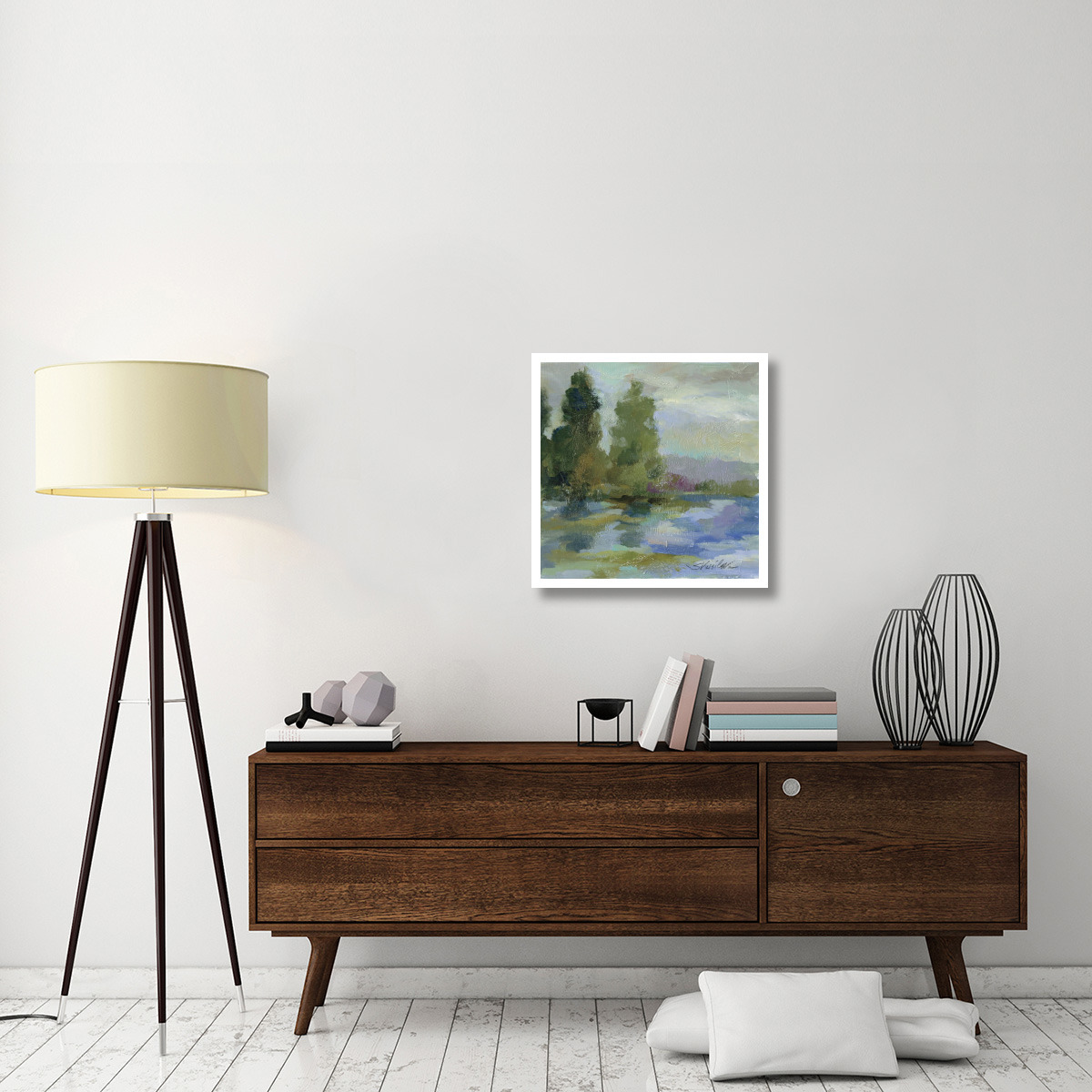 kSID18575 Sunrise at the Lake I -Paper Art-26&quotx26"