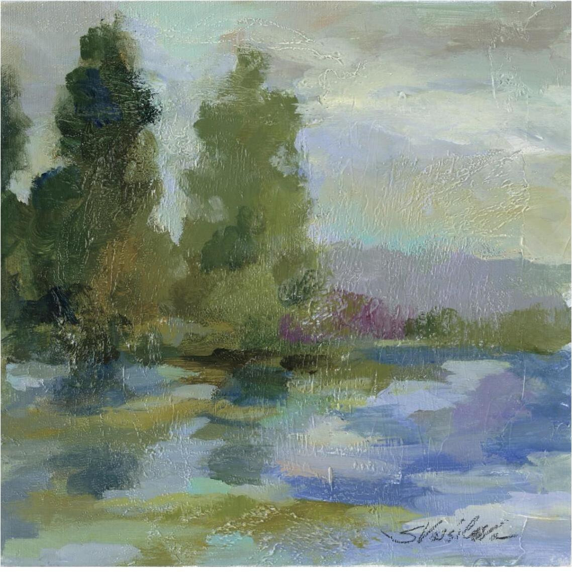 kSID18575 Sunrise at the Lake I -Paper Art-38&quotx38"