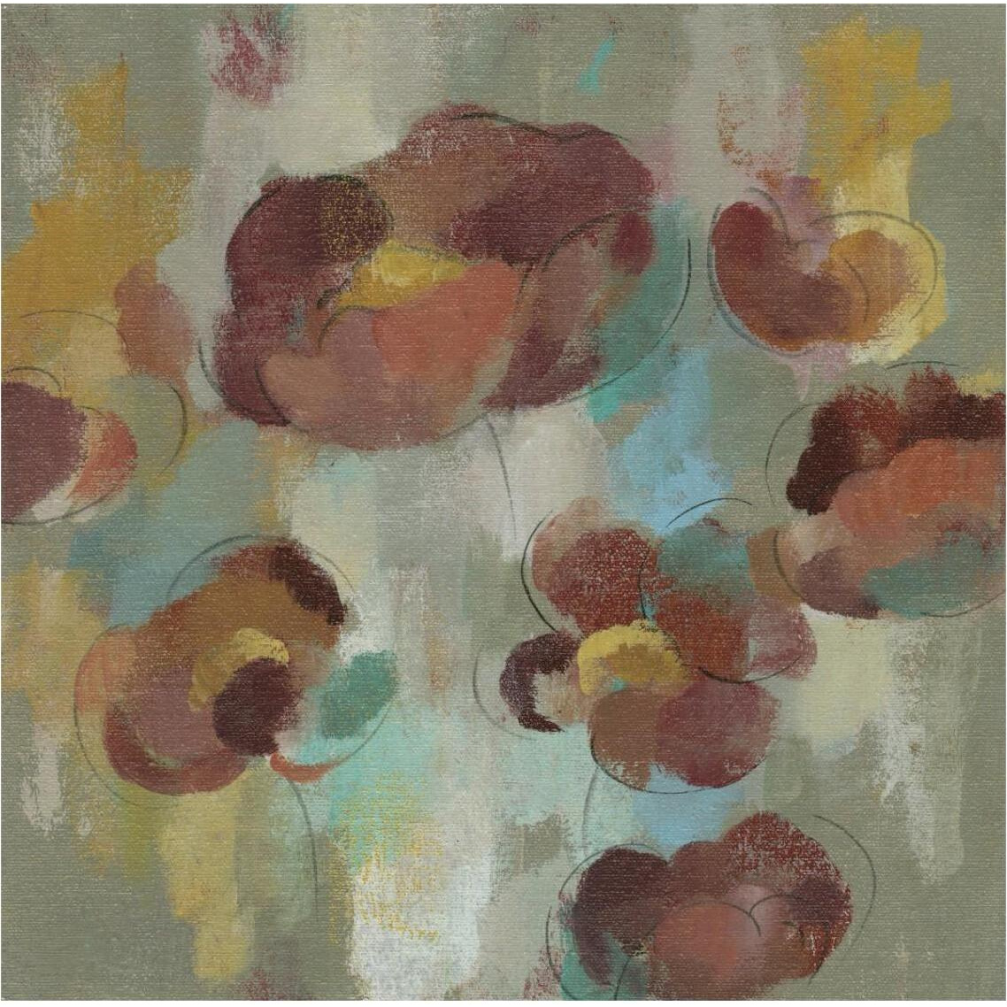 Marsala Blooms III -Paper Art-38&quotx38"