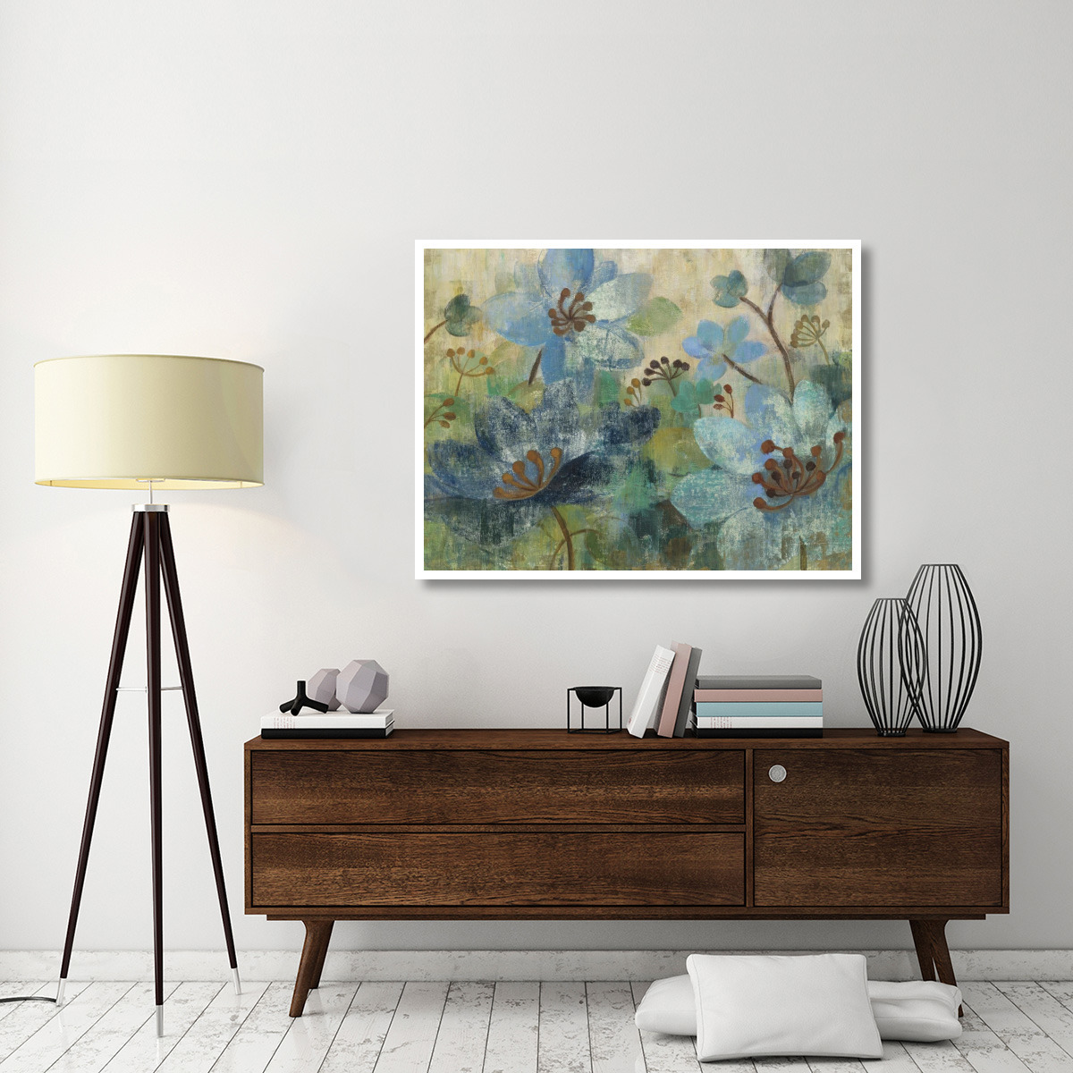 Peacock Garden White Flowers -Paper Art-50&quotx38"