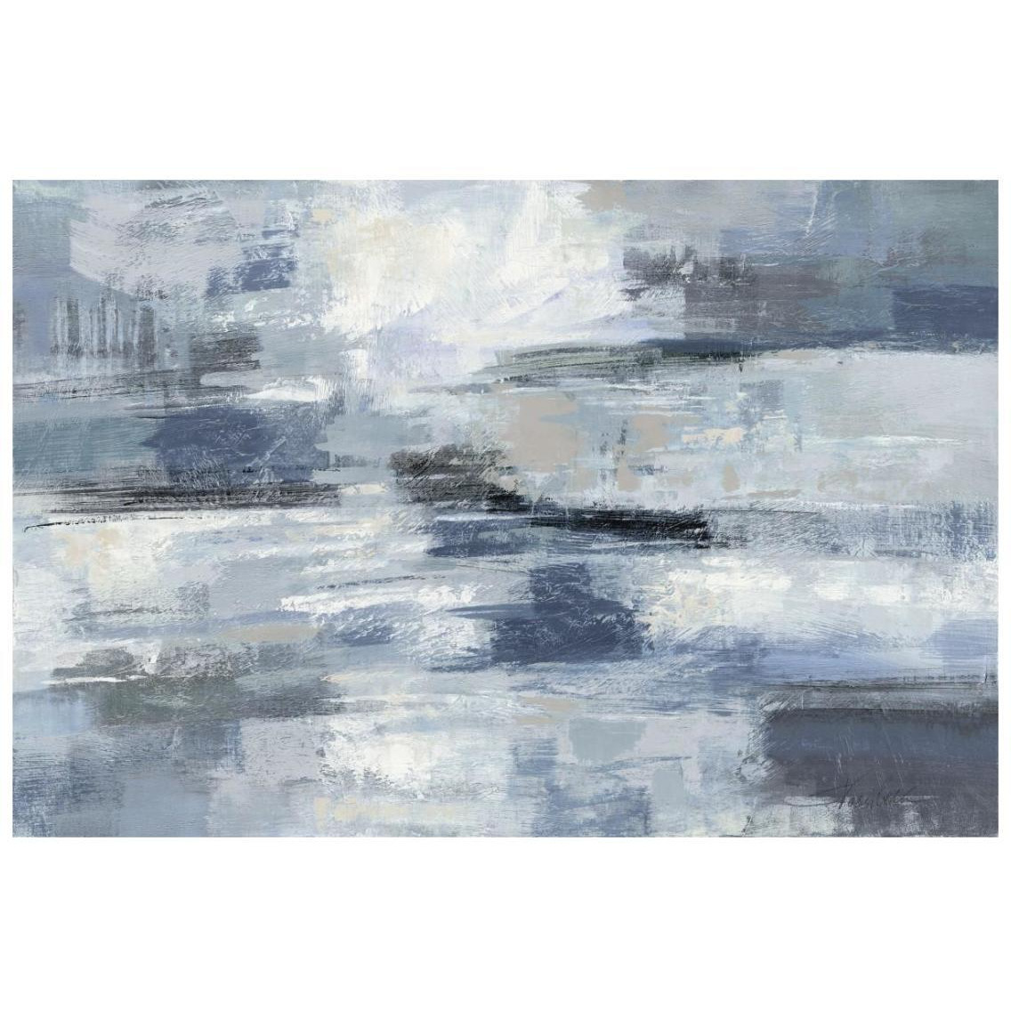 Clear Water Indigo and Gray -Paper Art-26&quotx18"