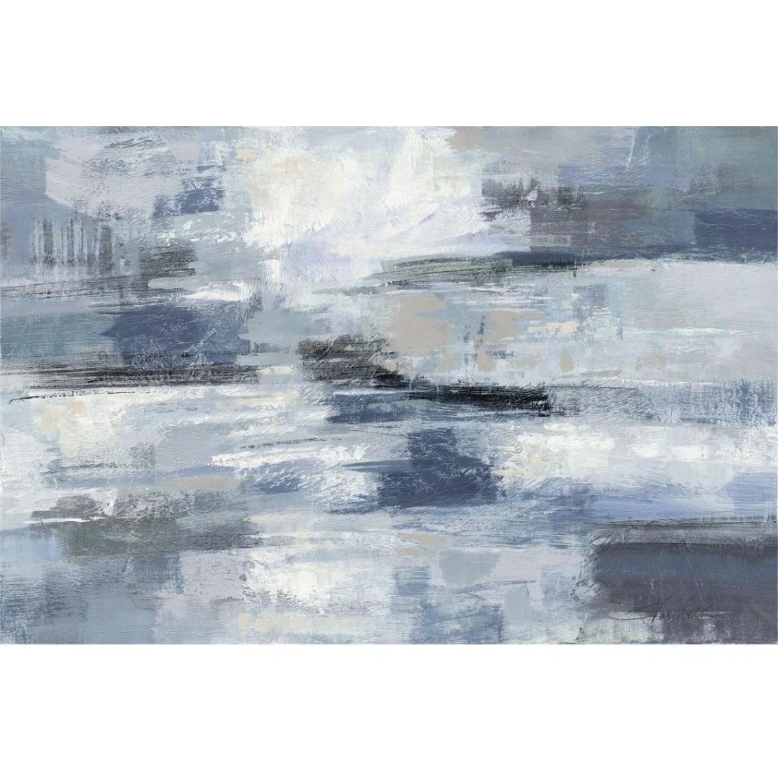 Clear Water Indigo and Gray -Paper Art-38&quotx26"