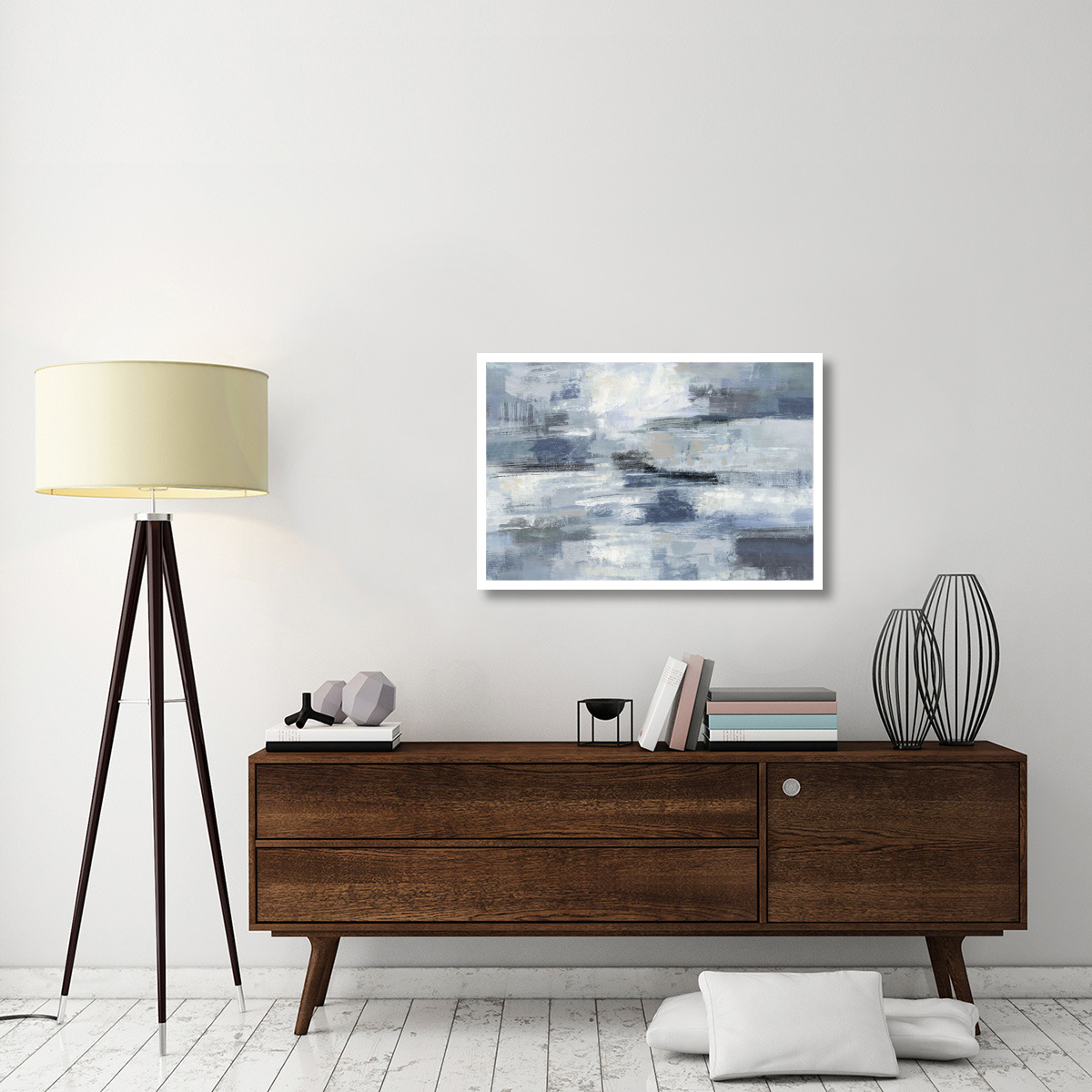 Clear Water Indigo and Gray -Paper Art-38&quotx26"