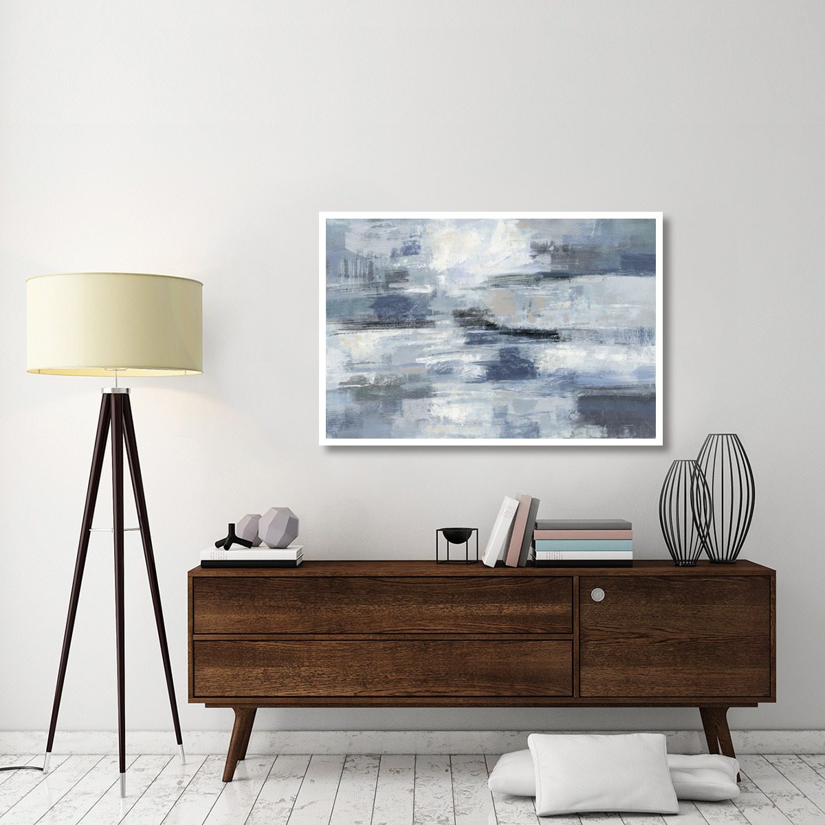 Clear Water Indigo and Gray -Paper Art-50&quotx34"