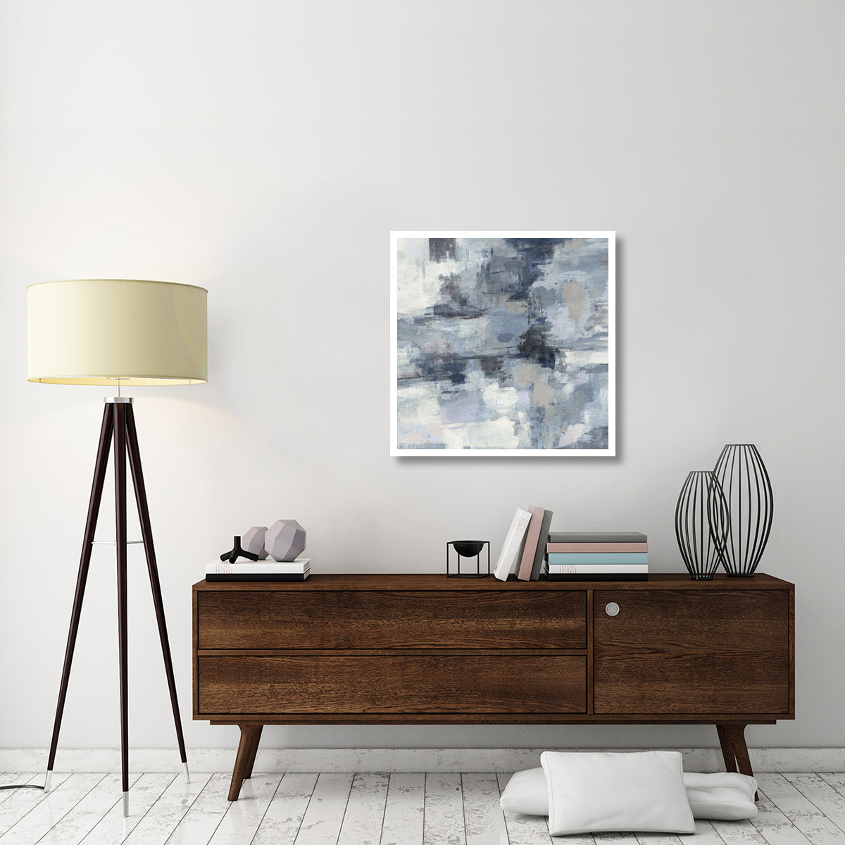 In the Clouds Indigo and Gray Crop -Paper Art-32&quotx32"