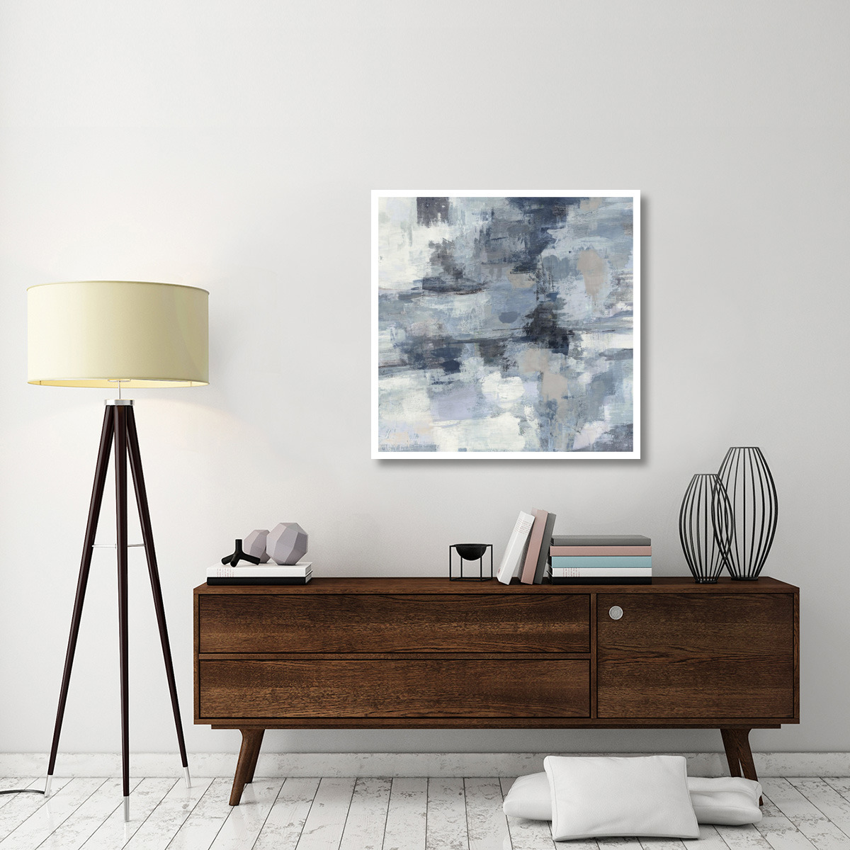 In the Clouds Indigo and Gray Crop -Paper Art-38&quotx38"