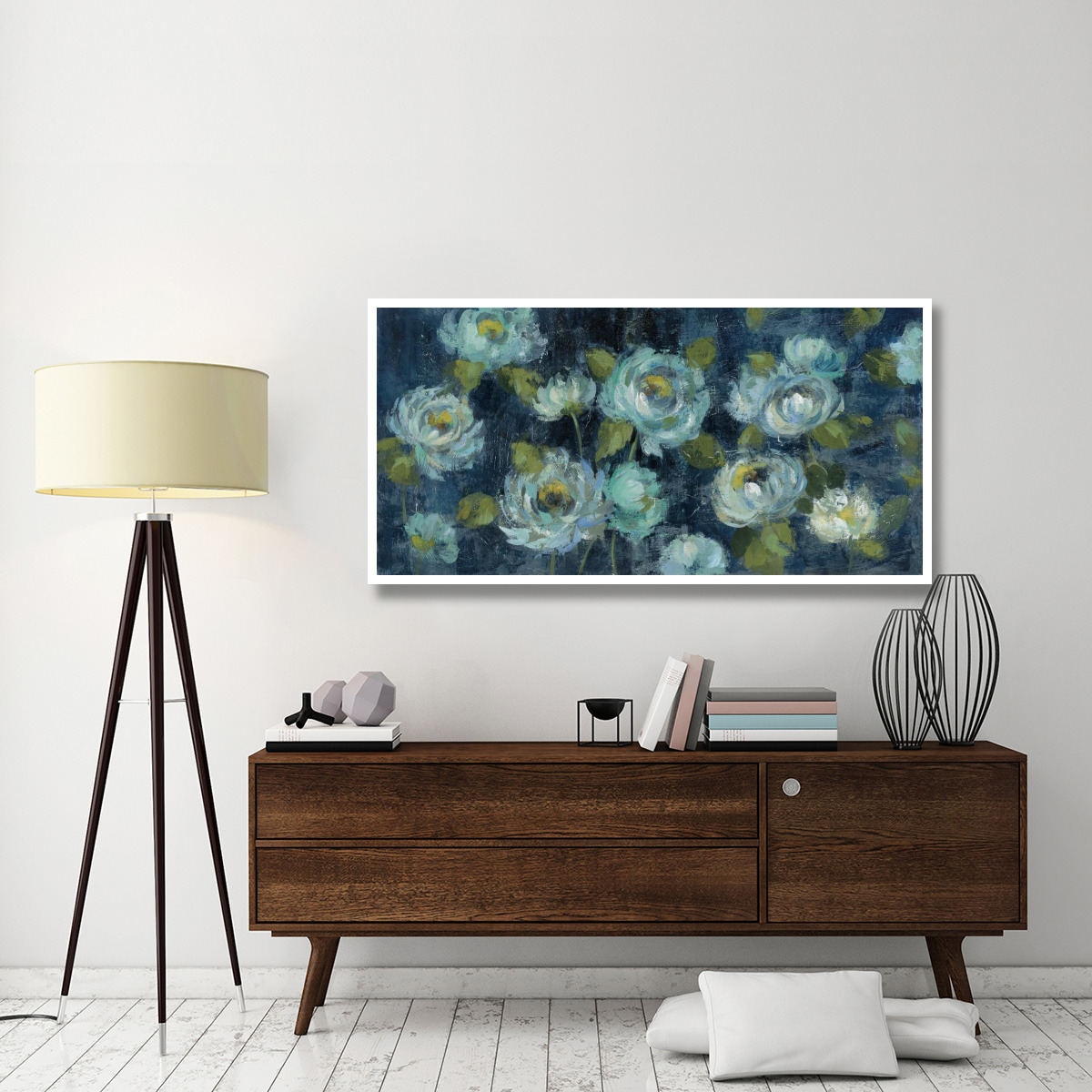 Indigo Mums -Paper Art-62&quotx32"