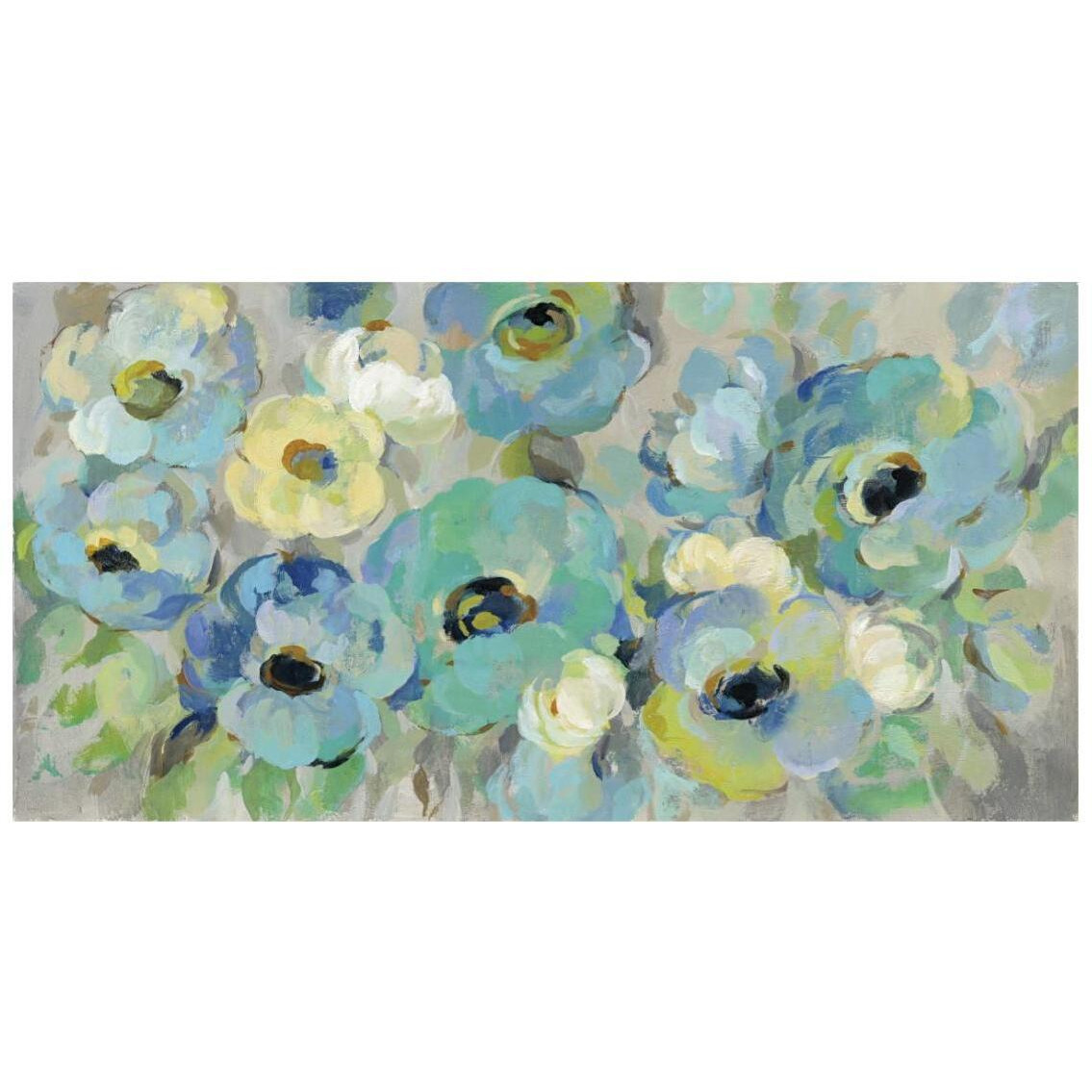 Fresh Teal Flowers -Paper Art-26&quotx14"