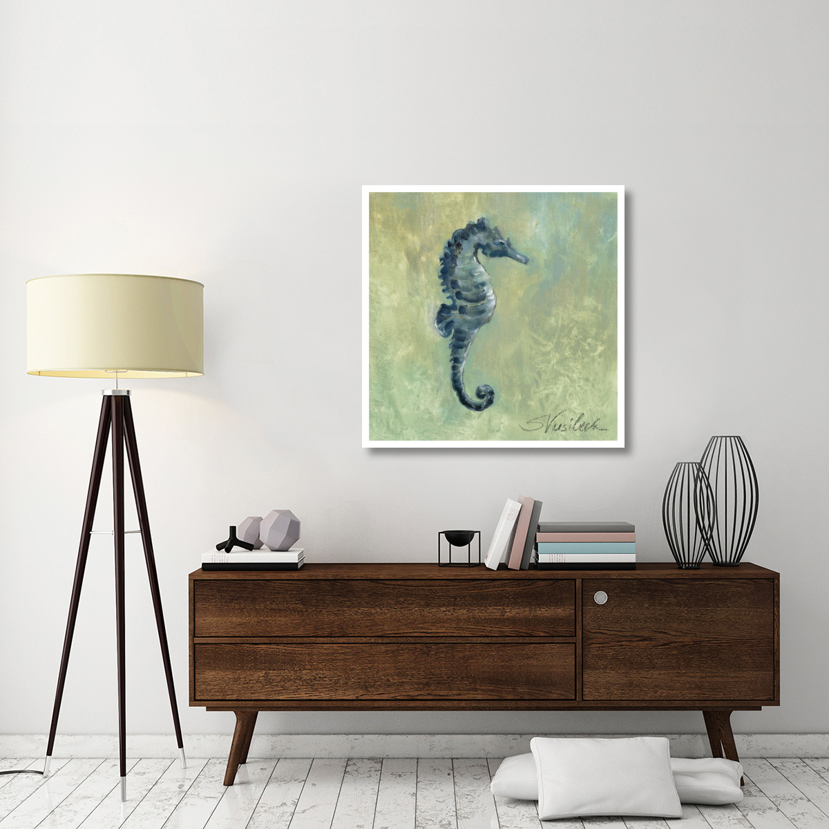 Indigo Sea Life I -Paper Art-38&quotx38"