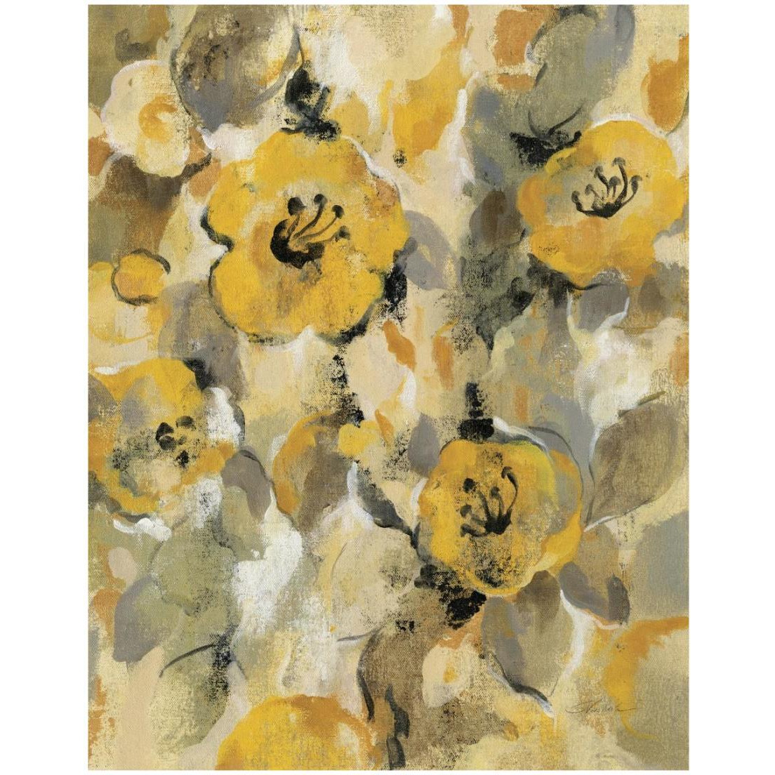 Yellow Floral I -Paper Art-18&quotx22"