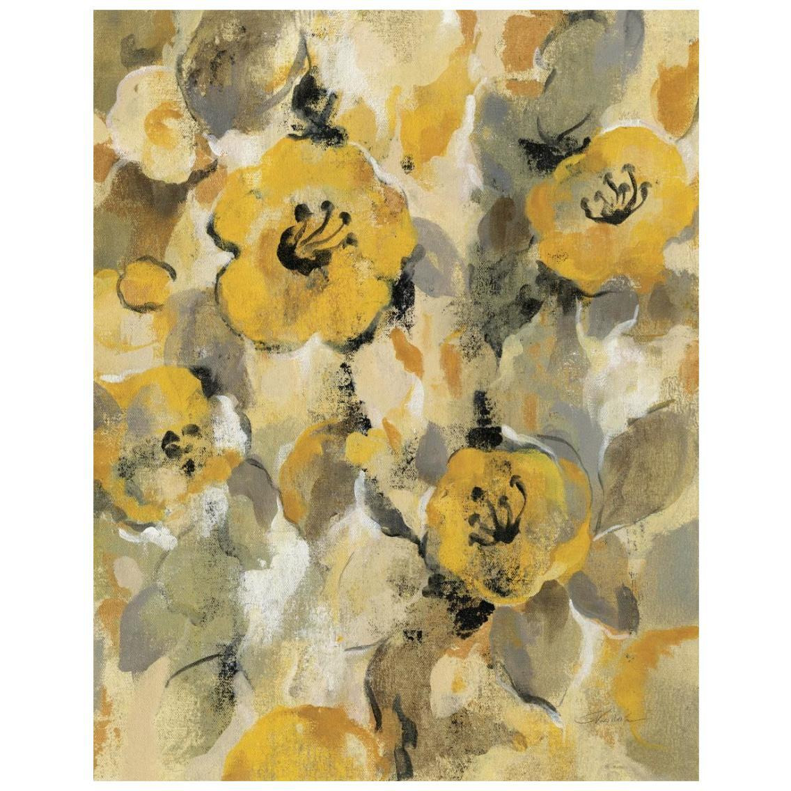 Yellow Floral I -Paper Art-22&quotx26"