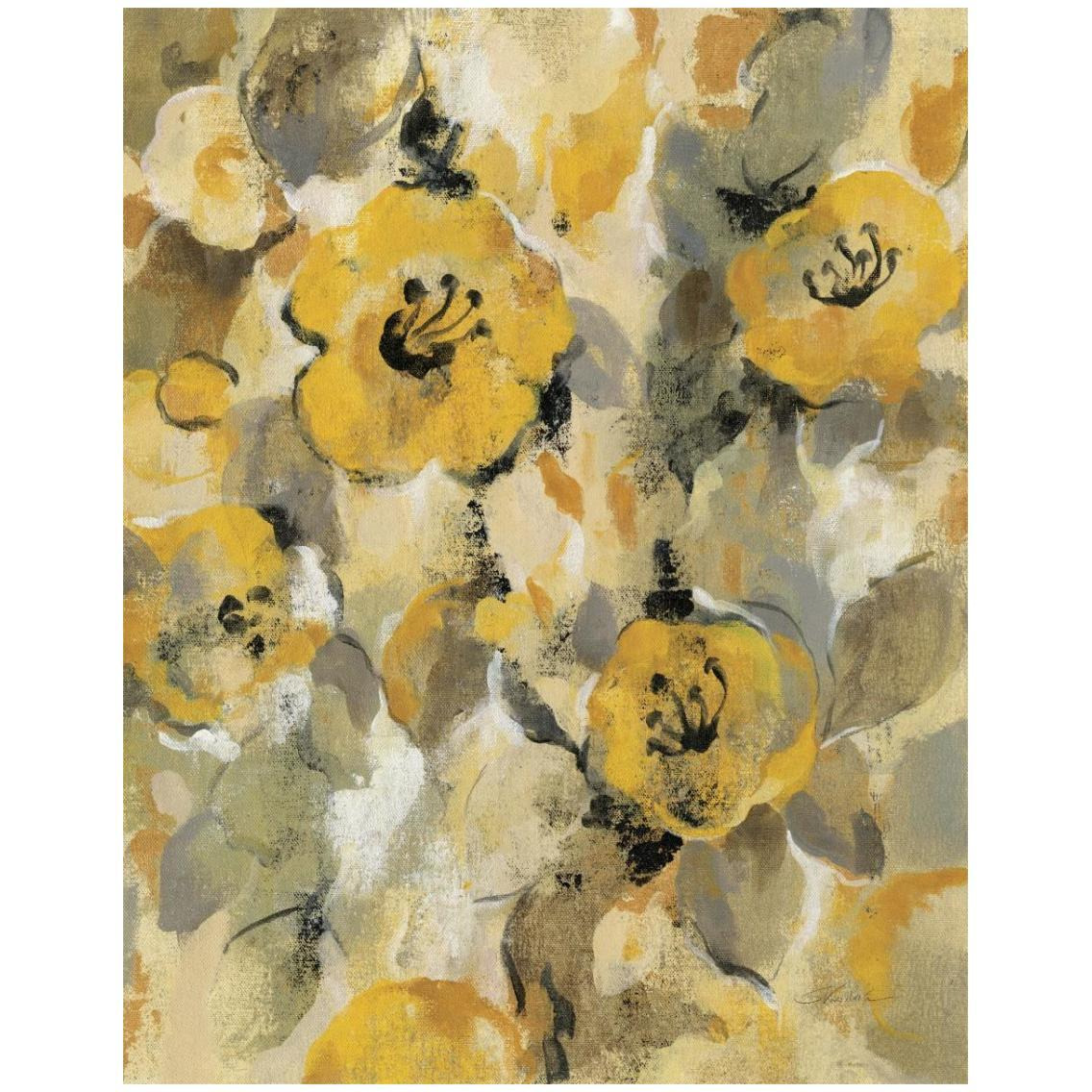 Yellow Floral I -Paper Art-24&quotx30"