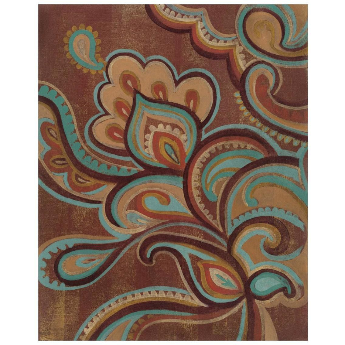 Bohemian Paisley I Turquoise -Paper Art-22&quotx26"
