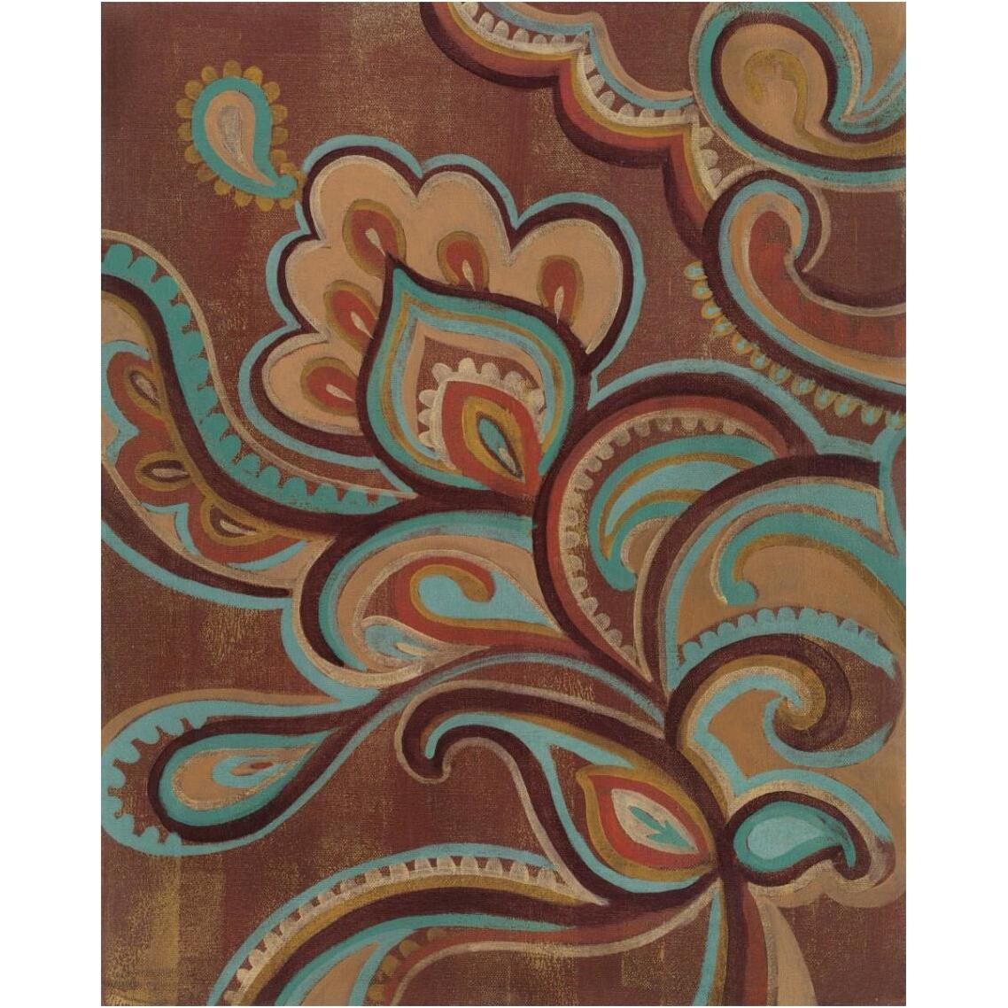 Bohemian Paisley I Turquoise -Paper Art-30&quotx37"