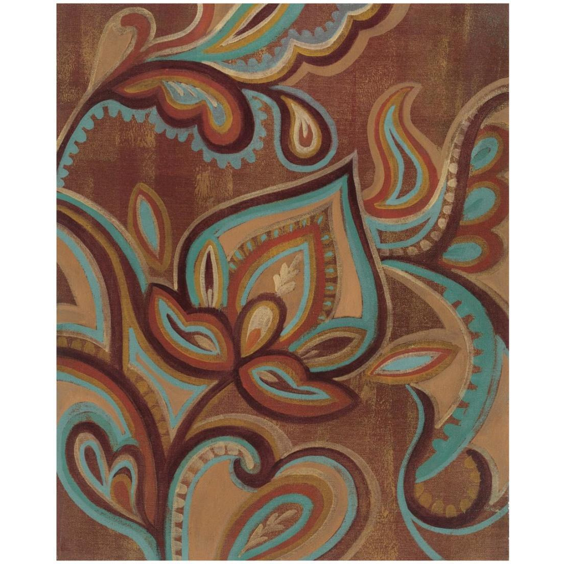 Bohemian Paisley II Turquoise -Paper Art-18&quotx22"