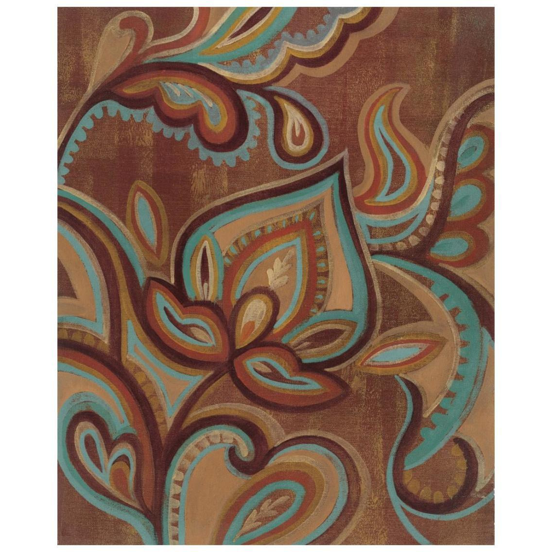 Bohemian Paisley II Turquoise -Paper Art-22&quotx26"