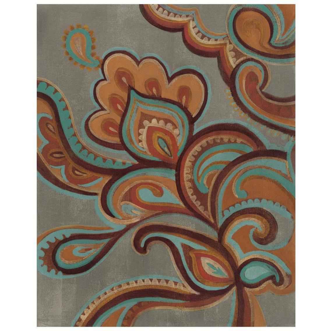 Bohemian Paisley I Turquoise Neutral -Paper Art-22&quotx26"