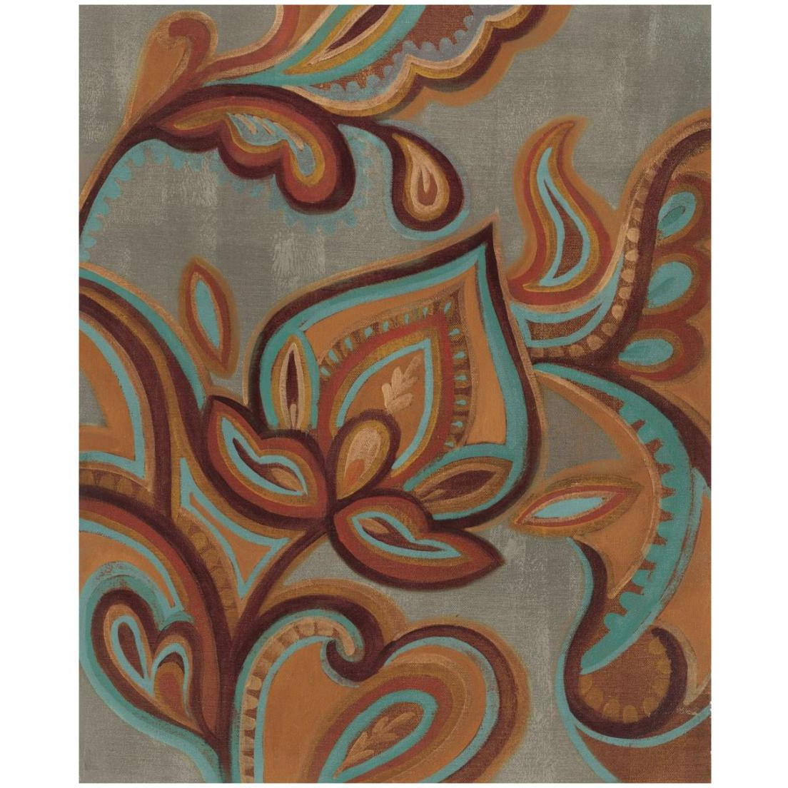 Bohemian Paisley II Turquoise Neutral -Paper Art-18&quotx22"