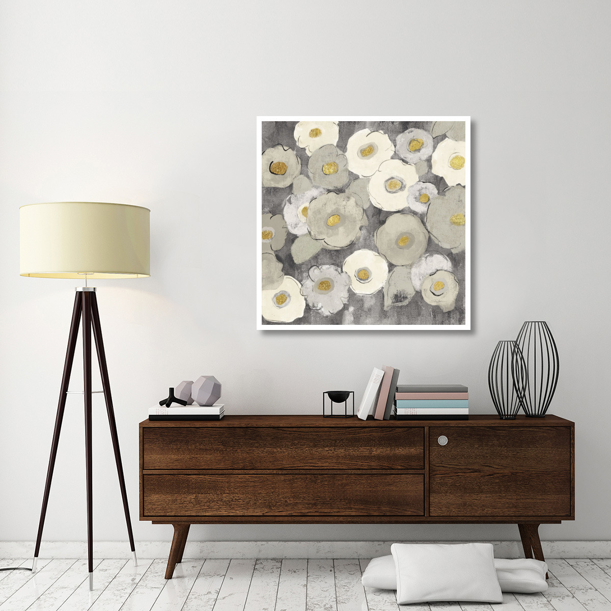 Bohemian Bouquet III Neutral -Paper Art-42&quotx42"
